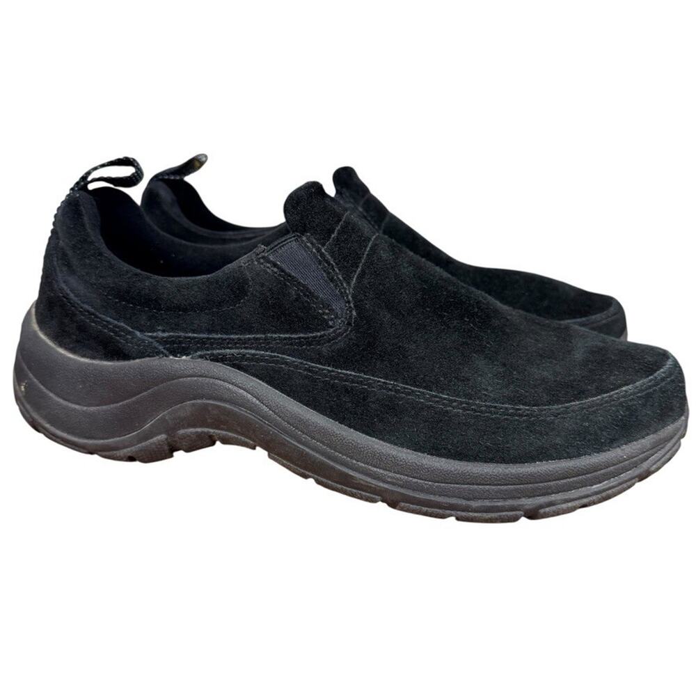 LL Bean Suede Leather Black Slip On Loafers Casual Shoes Round Toe Low Top 8 M